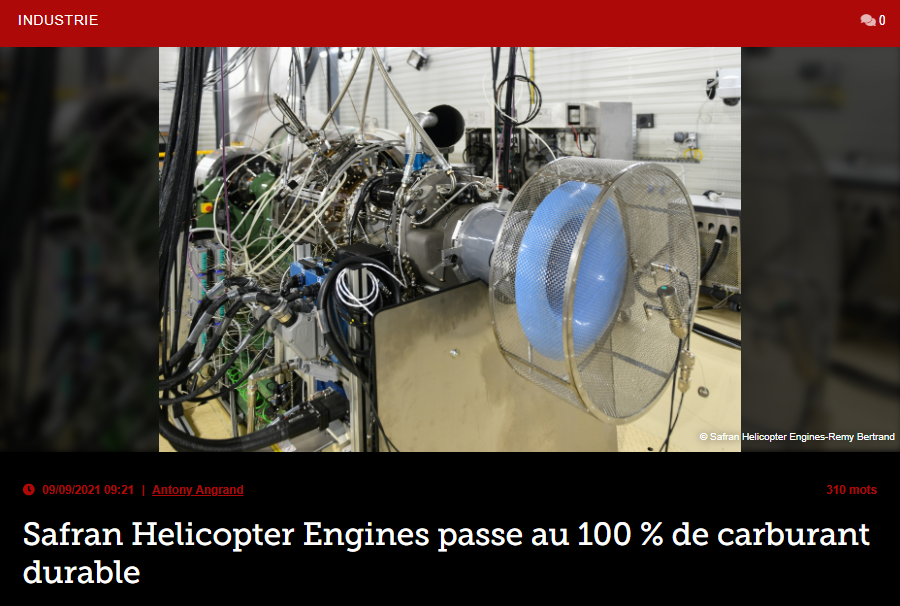 Safran Helicopter Engines passe au 100 % de carburant durable